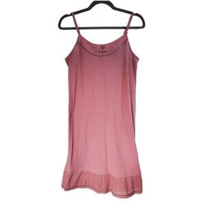 Paloma S. Nice Things Pink Sleeveless Embroidered Cotton Slip Dress, Size Medium
